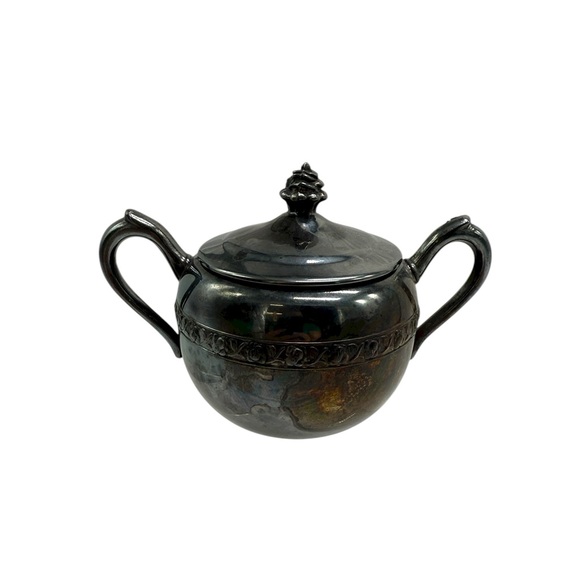 Teapot Creamer & Sugar Bowl Set F B Rogers Silver Over Copper Vintage DECOR ONLY - Picture 14 of 16